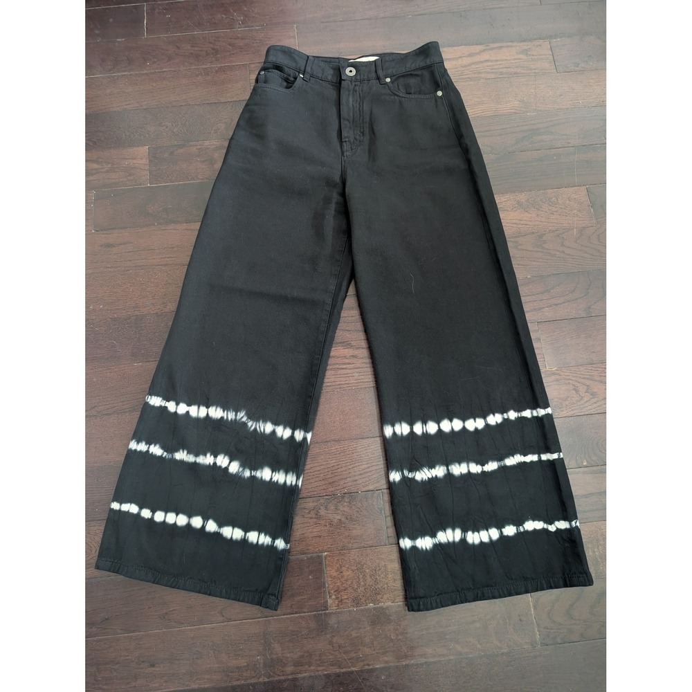 Weekend Max Mara Black Wide Leg Tie Dye Denim Jeans Size 2 US 36 IT
